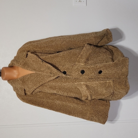 Derek Lam Women Amelie Faux Shearling Reversible Coat Jacket Camel Size 16 - Picture 3 of 14